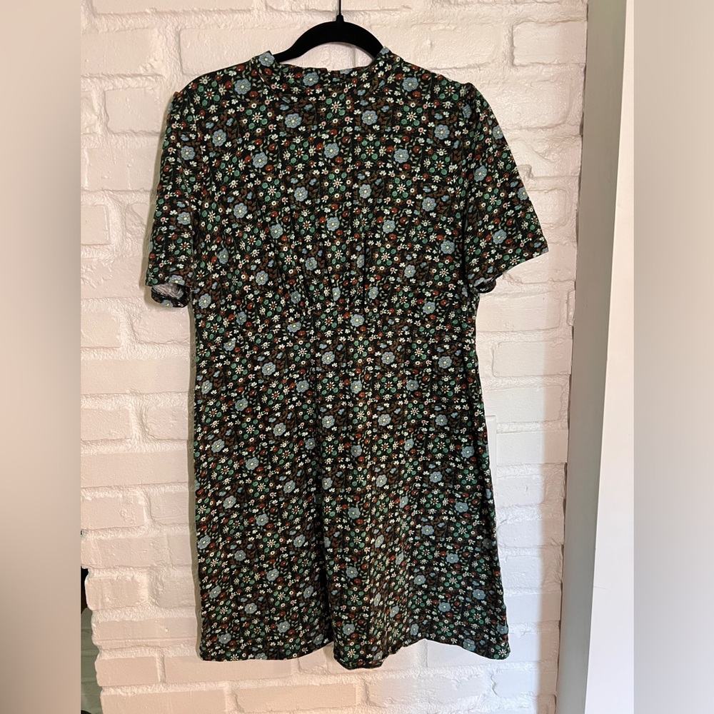 Black and White floral cotton mock neck dress